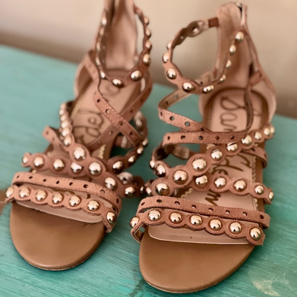 Sam Edelman Tan Wrap Sandals with Studded Straps